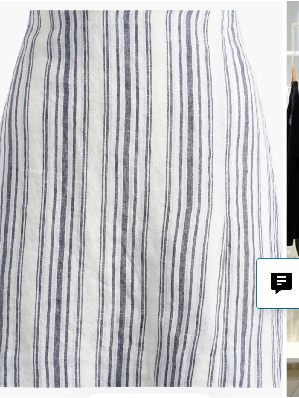 Madewell Striped 100% Linen white and blue Skirt Size 4 NWT color lighthouse